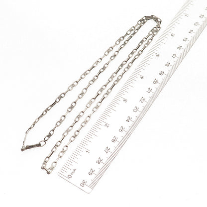 925 Sterling Silver Vintage Mexico Heart Paperclip Chain Necklace 26"