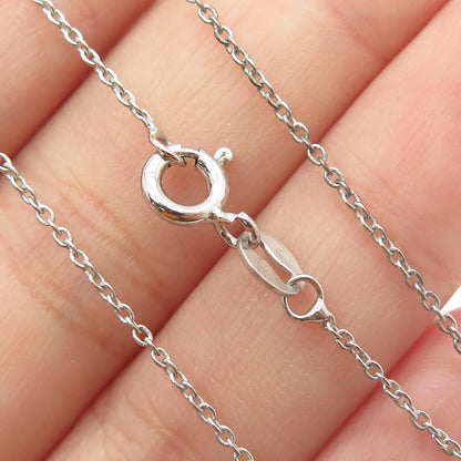 925 Sterling Silver Italy Round-Cut C Z Heart Cable Chain Necklace 16"