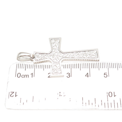 925 Sterling Silver Italy Diamond-Cut Cross Charm Pendant
