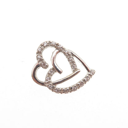925 Sterling Silver Round-Cut C Z Heart Mini Slide Charm Pendant