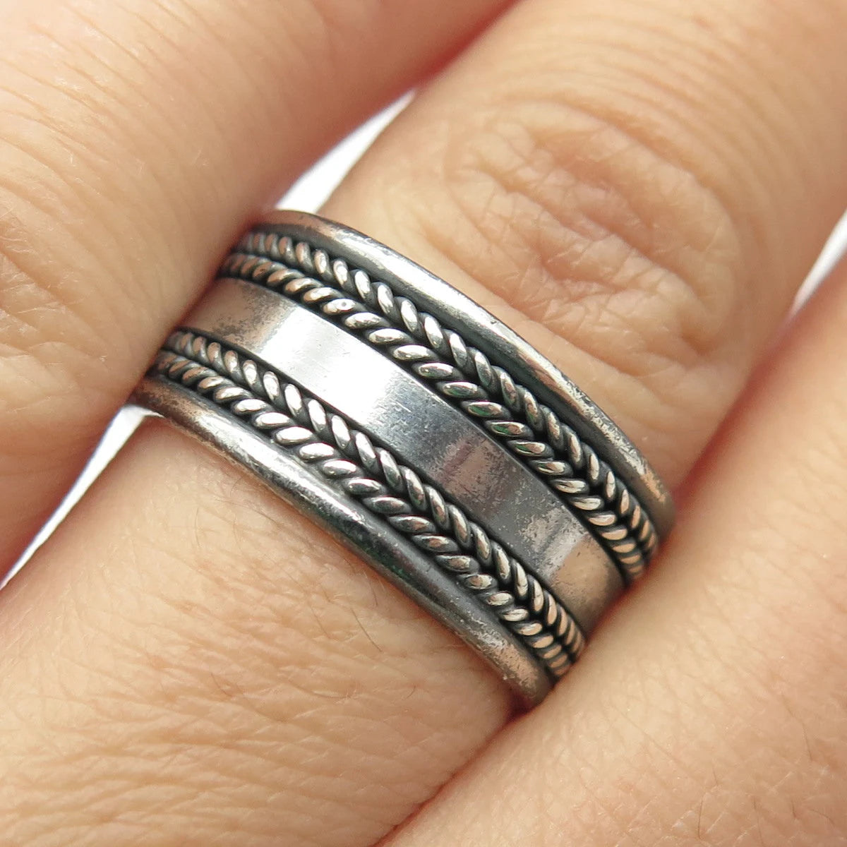 925 Sterling Silver Vintage Wheat Adjustable Ring Size 7.75