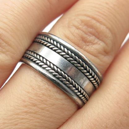 925 Sterling Silver Vintage Wheat Adjustable Ring Size 7.75