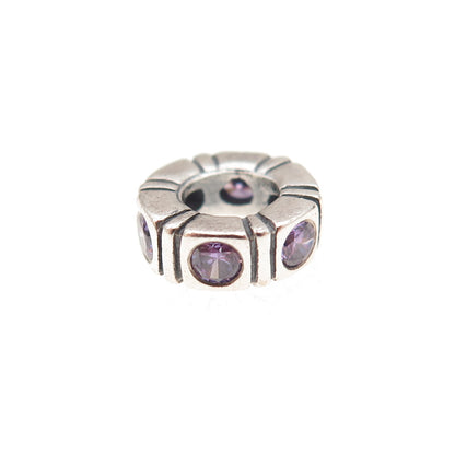Pandora 925 Sterling Silver Purple C Z Trinity Spacer Slide Charm
