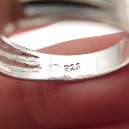 925 Sterling Silver Real Round-Cut Diamond Wavy Band Ring Size 9