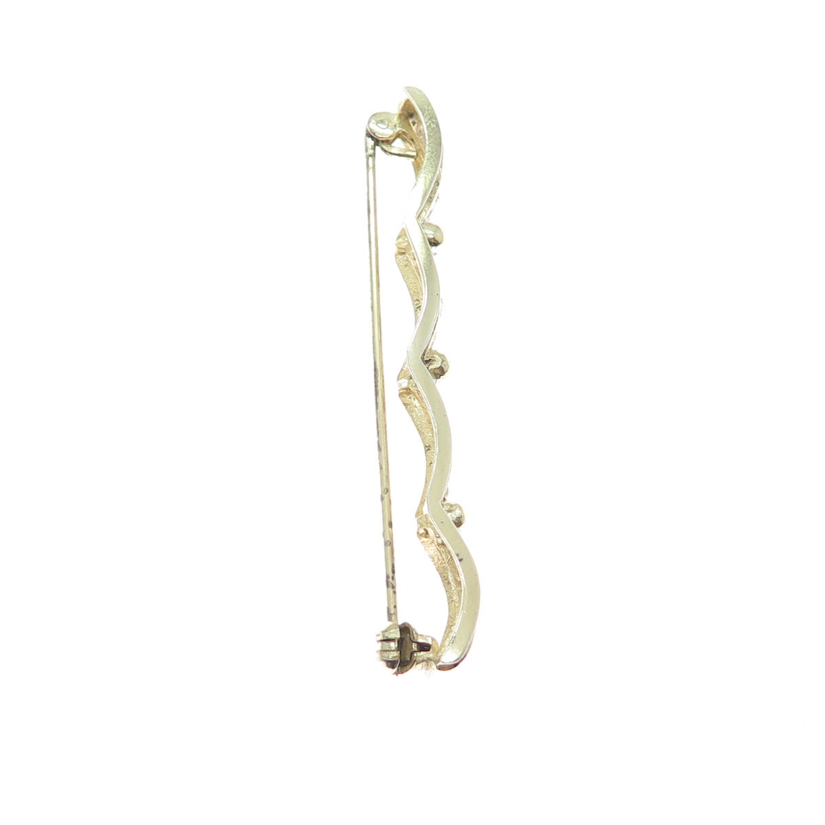 800 Silver 2-Tone Vintage Rose Flower Filigree Bar Pin Brooch