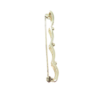 800 Silver 2-Tone Vintage Rose Flower Filigree Bar Pin Brooch