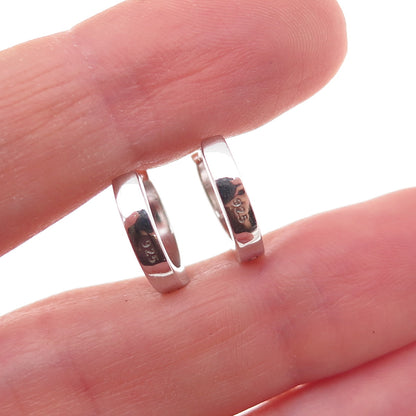 925 Sterling Silver Round-Cut C Z Hoop Earrings