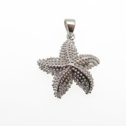 925 Sterling Silver Starfish Granulated Charm Pendant