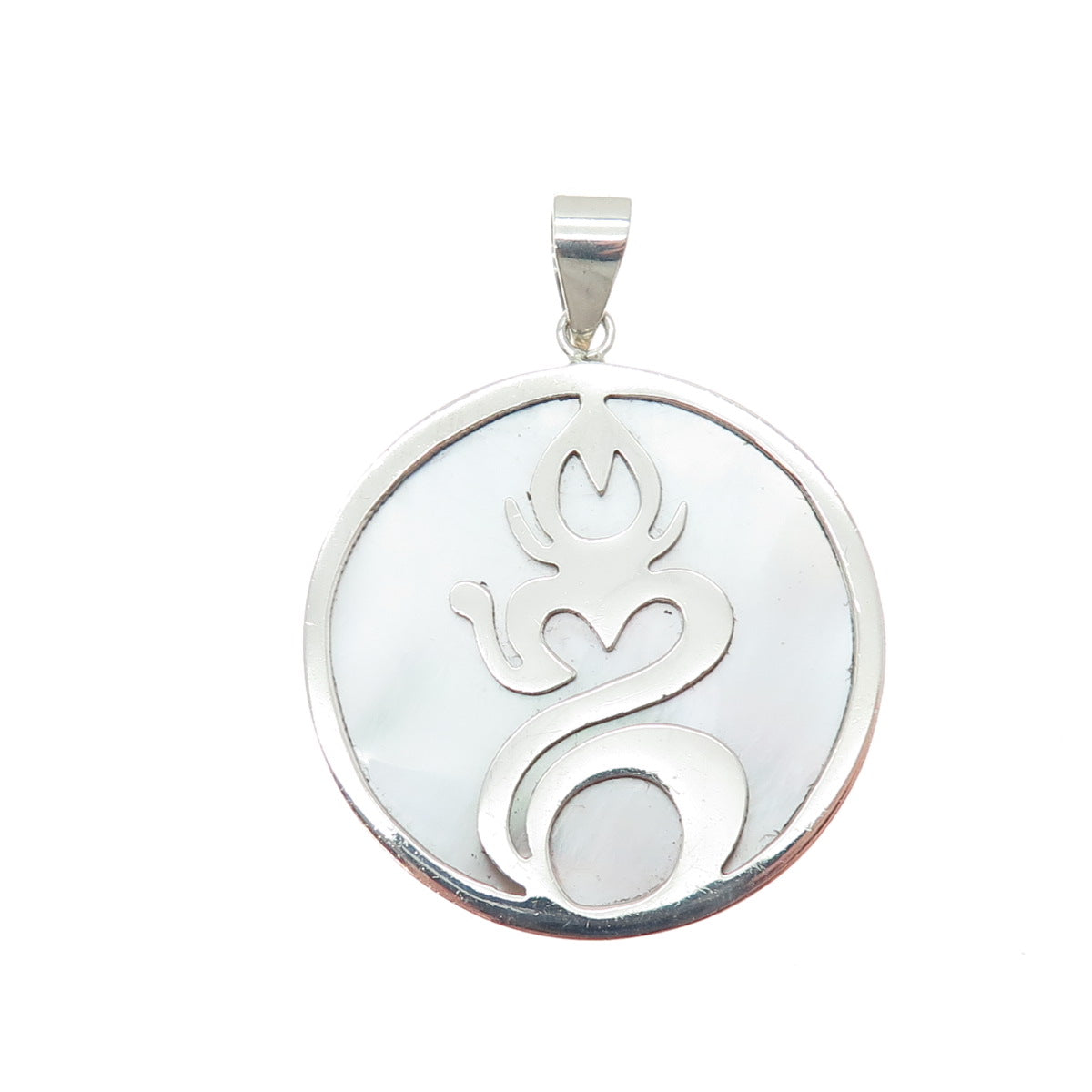 925 Sterling Silver Vintage Real Mother-of-Pearl Buddha Charm Pendant