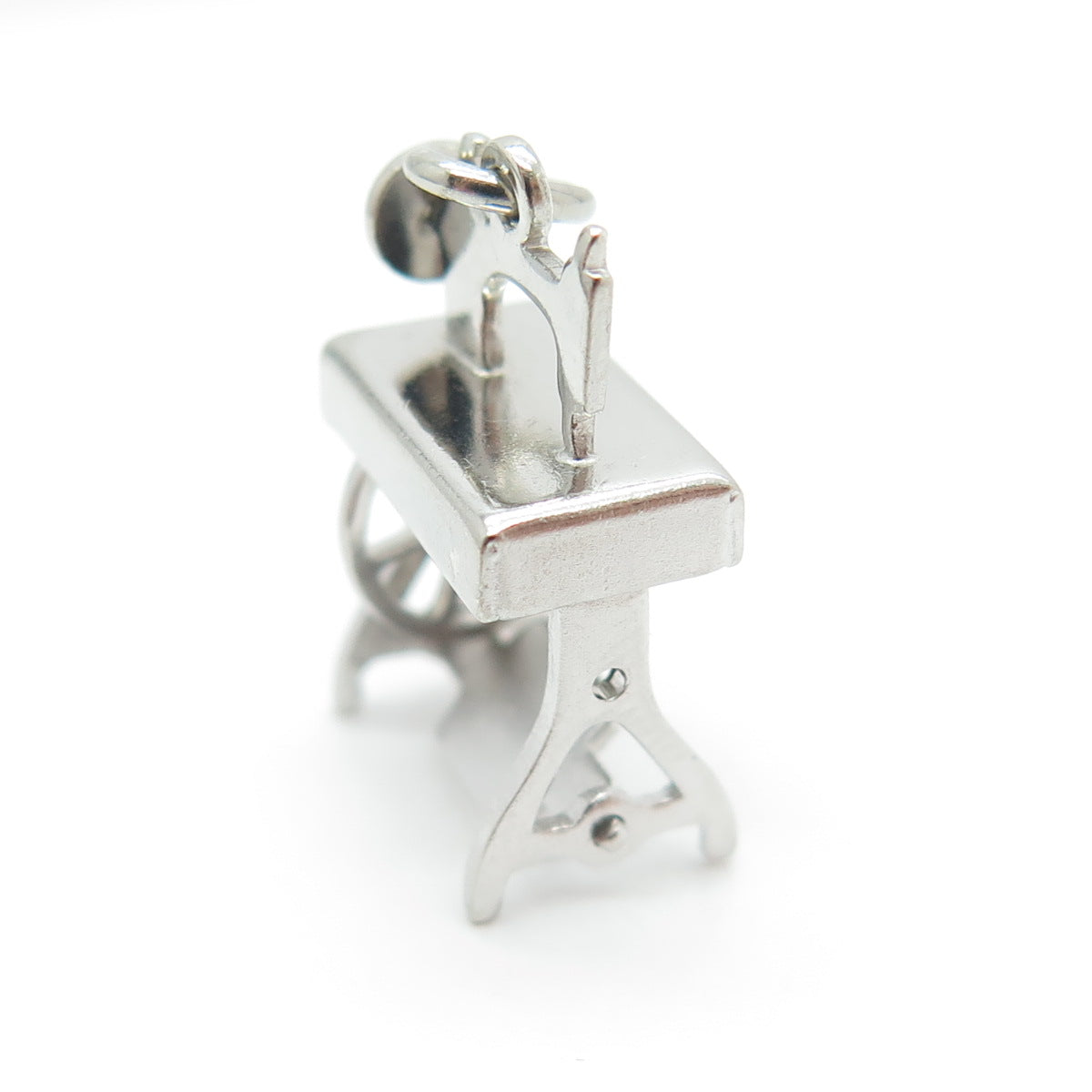 925 Sterling Silver Antique Art Deco Sewing Machine Minimalist Charm Pendant