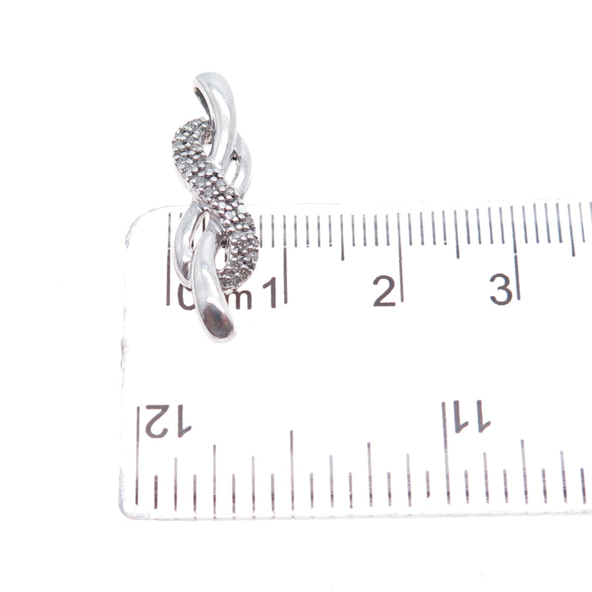 925 Sterling Silver Real Round-Cut Diamond Infinity Knot Slide Charm Pendant