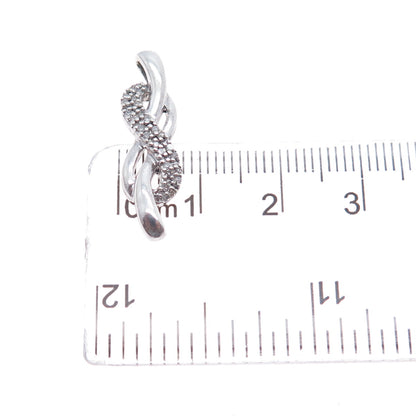 925 Sterling Silver Real Round-Cut Diamond Infinity Knot Slide Charm Pendant