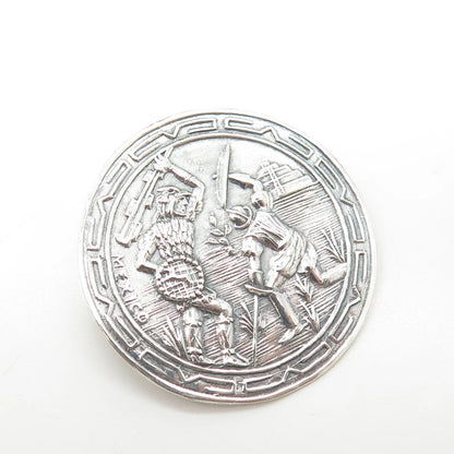 925 Sterling Silver Vintage Mexico Taxco Fight Storyteller Pin Brooch
