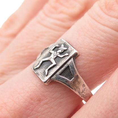 ROBBINS & CO. 925 Sterling Vintage Brownie Girl Scout Adjustable Ring Size 7.75