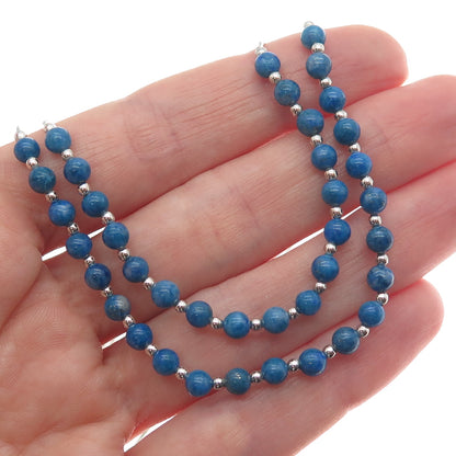 CAROLYN POLLACK Sterling Vintage Southwestern Lapis Gem Oxidized Necklace 22-24"