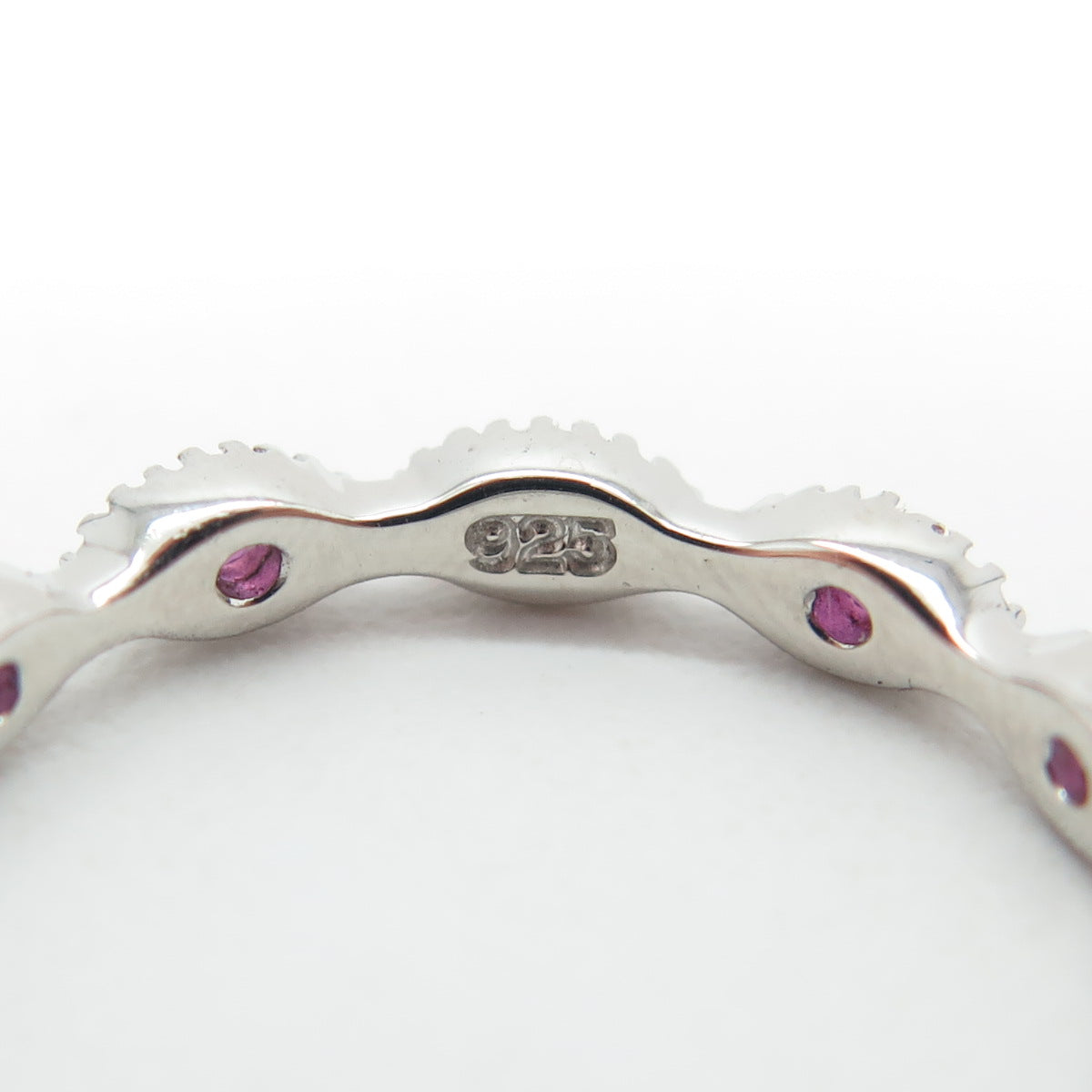 925 Sterling Silver Lab-Created Pink Sapphire All Around Eternity Ring Size 6.75