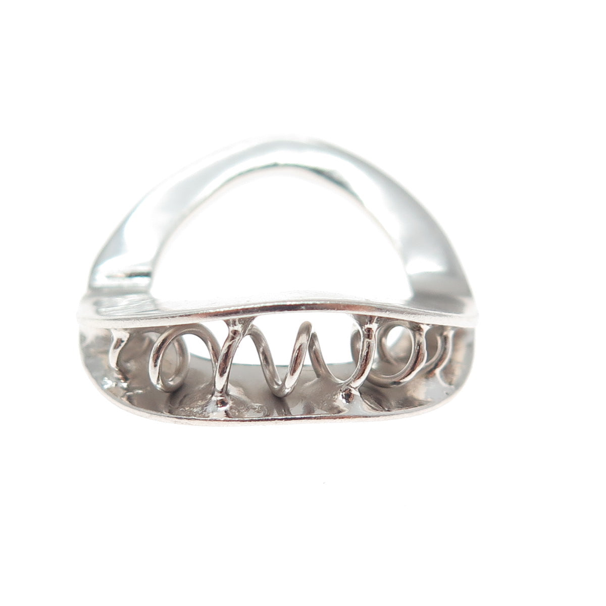 925 Sterling Silver Vintage Modernist Spring Pinky Ring Size 2.75