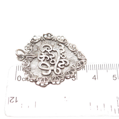 AE Art's Elegance 925 Sterling Silver Vintage I Love You Heart Charm Pendant