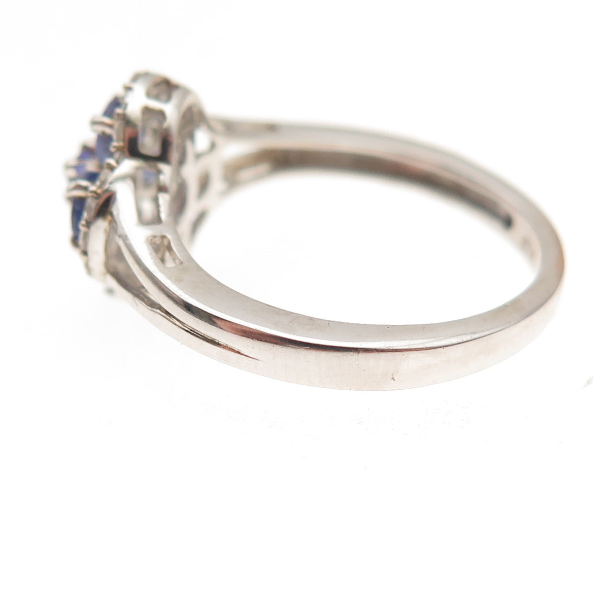 Chuck Clemency 925 Sterling Silver Real Tanzanite & White Topaz Ring Size 8