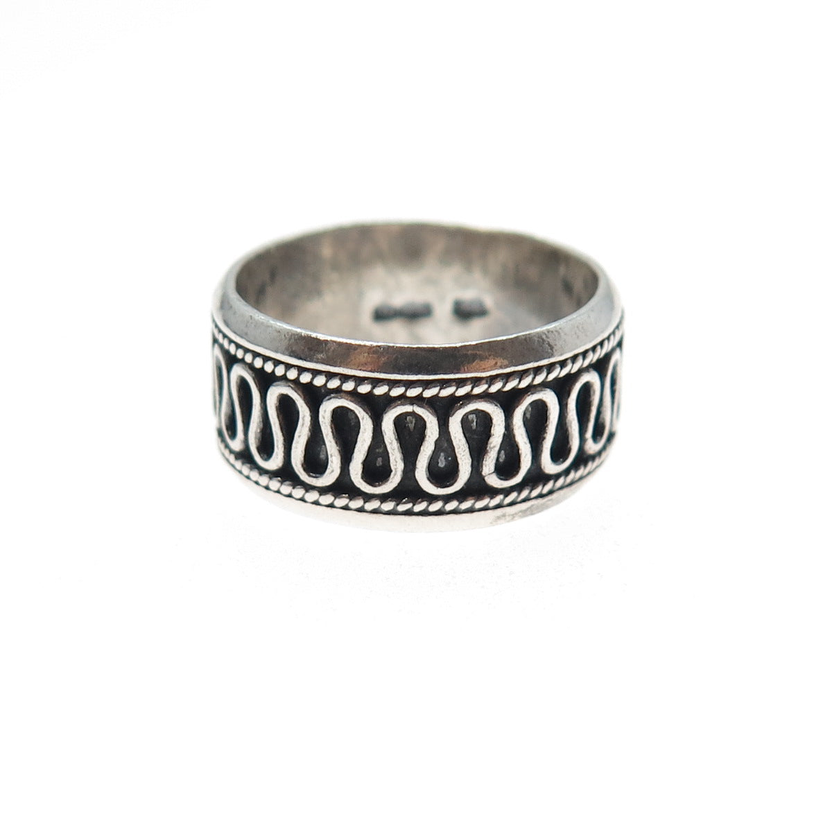 BOMA 925 Sterling Silver Vintage Zig Zag Oxidized Band Ring Size 6.25