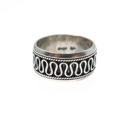 BOMA 925 Sterling Silver Vintage Zig Zag Oxidized Band Ring Size 6.25