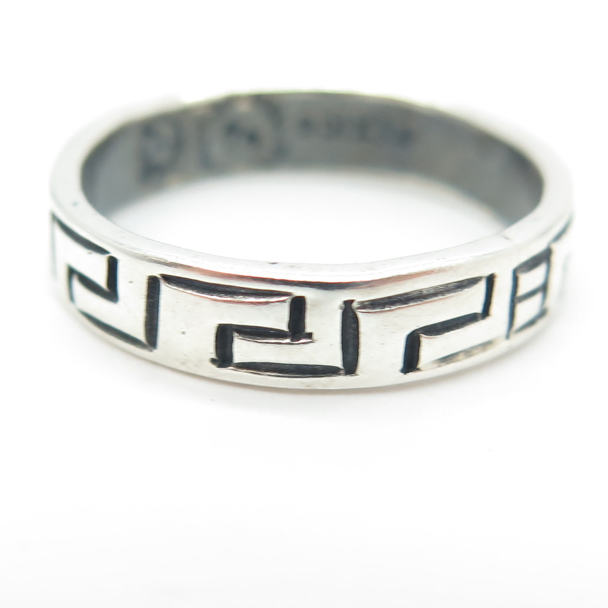 925 Sterling Silver Vintage Mexico Tribal Maze Band Ring Size 8.5