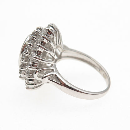 925 Sterling Silver Oval & Round-Cut C Z Bohemian Ring Size 7.25