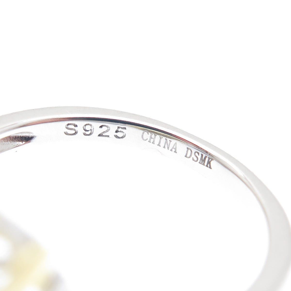 DSMK 925 Sterling Silver 2-Tone Canary & White Multi-Cut C Z Ring Size 7.25