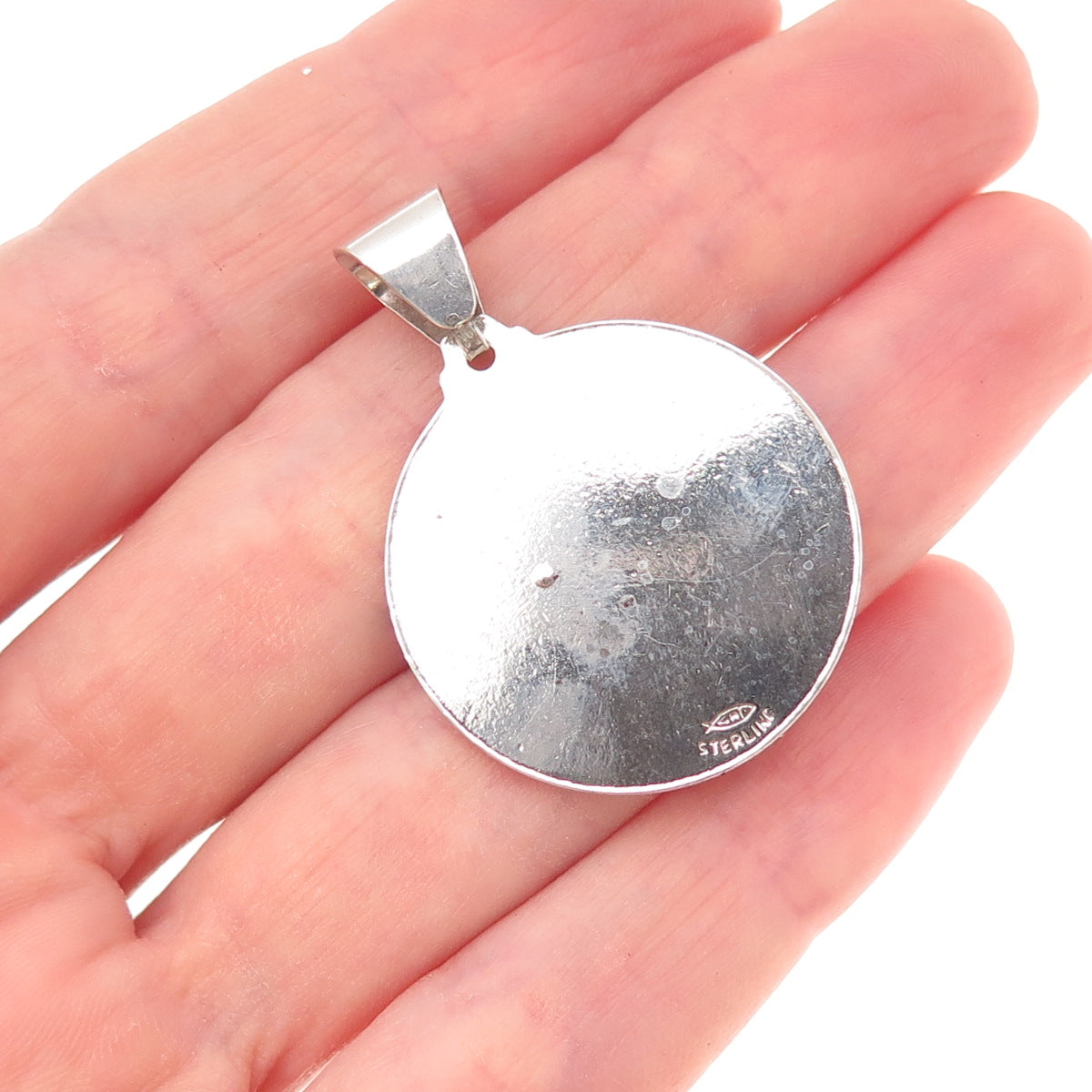 925 Sterling Silver Vintage Real Ruby St. Barbara Religious Medal Charm Pendant