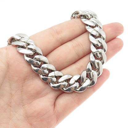 925 Sterling Silver Pave C Z Curb Chain Necklace 16"