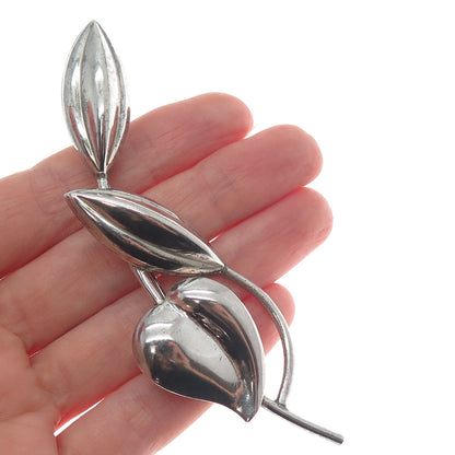 NAPIER 925 Sterling Silver Antique Art Deco Floral Leaf Heart Oxidized Brooch