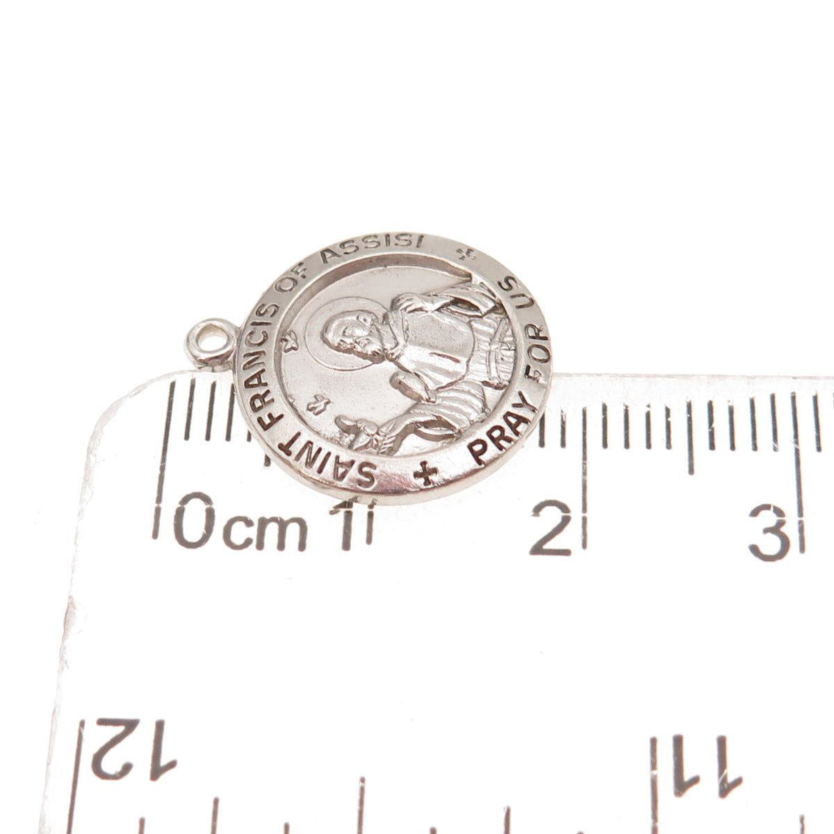925 Sterling Silver Vintage Saint Francis of Assisi Oxidized Charm Pendant