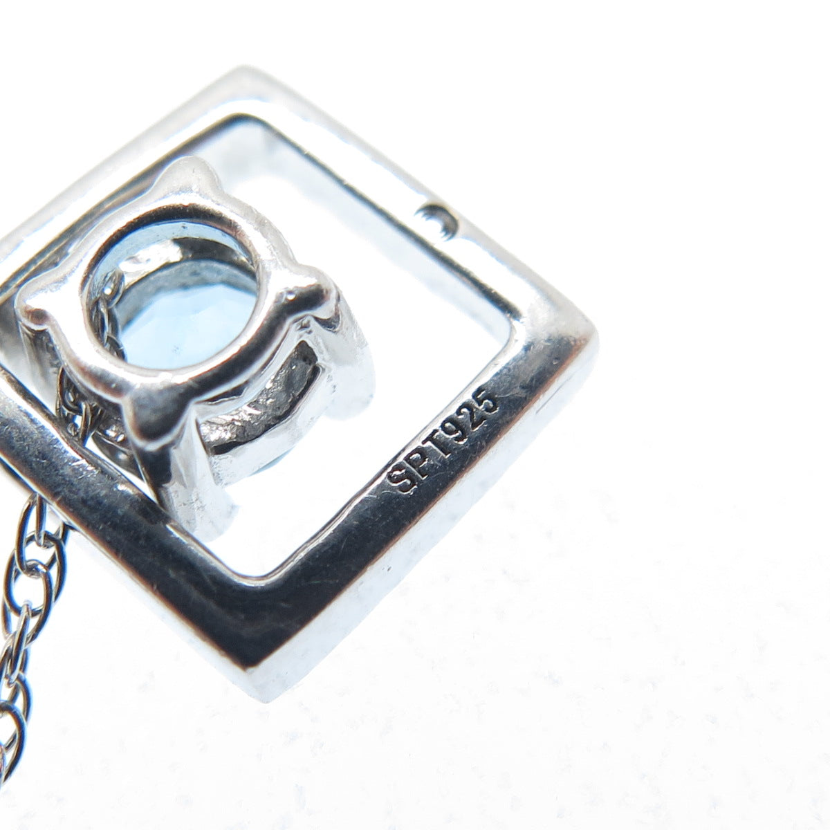 925 Sterling Silver Real Blue Topaz & C Z Singapore Chain Necklace 19"