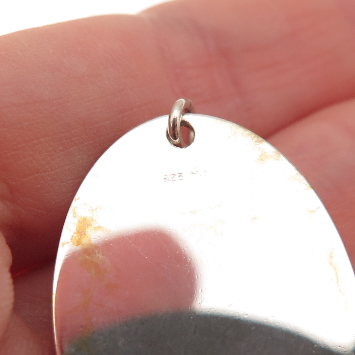 925 Sterling Silver Vintage Engravable Oval Tag Charm Pendant