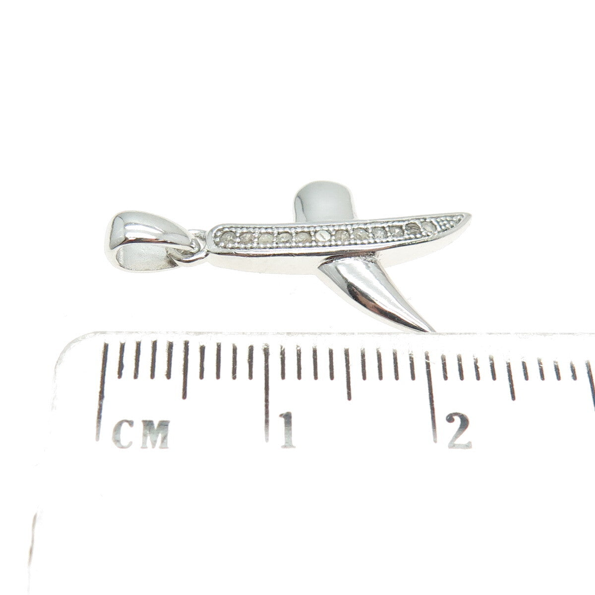 HAN 925 Sterling Silver Real Round-Cut Diamond Letter "X" Modernist Pendant