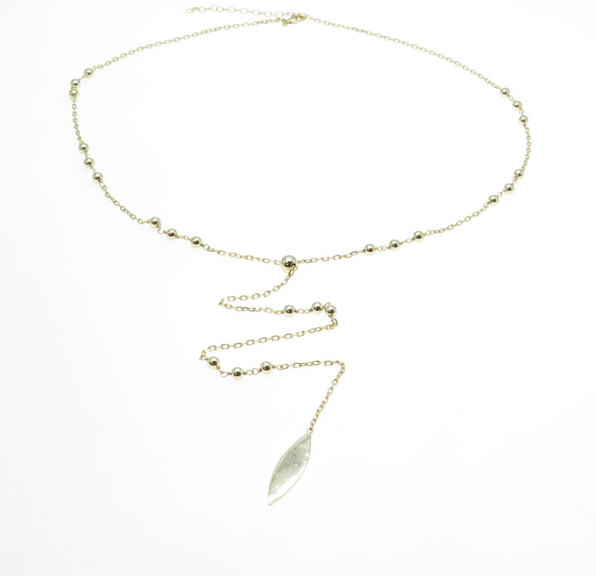 925 Sterling Silver Gold Plated Ball By The Yard Lariat Chain Necklace 20-22"