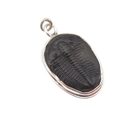 Ray Van Cleve Sterling Silver Vintage Trilobite Fossil Oxidized Charm Pendant