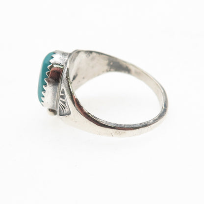 Old Pawn Sterling Silver Vintage Southwestern Turquoise Feather Ring Size 7.75