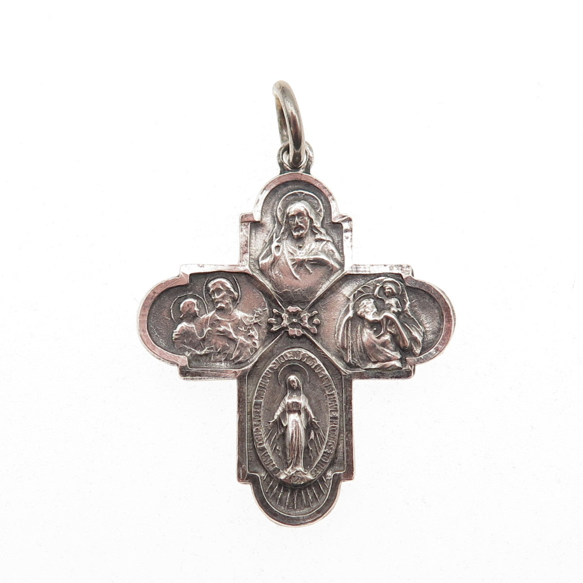 Bliss 925 Sterling Silver Antique Art Deco 4-Way Cross Catholic Charm Pendant