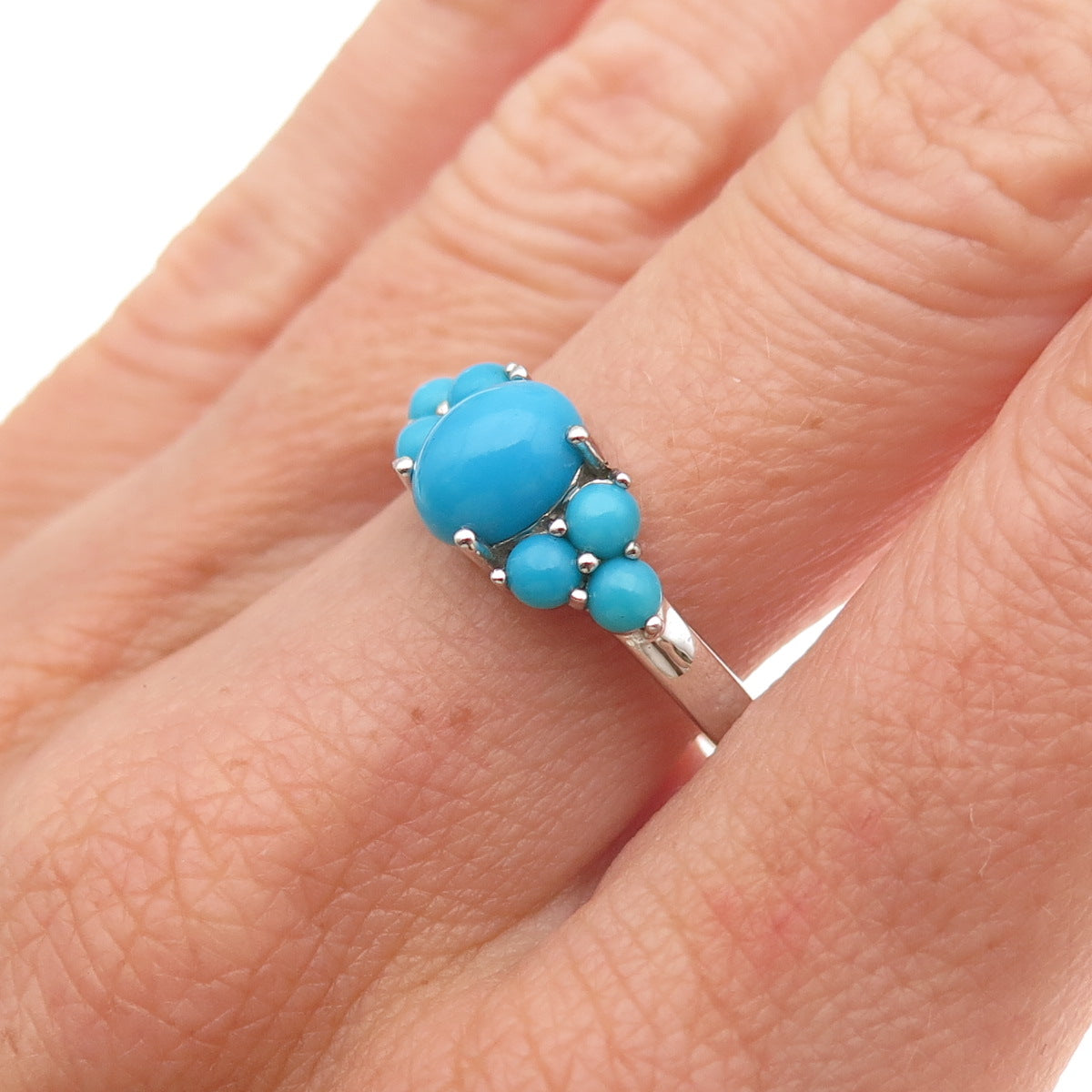 925 Sterling Silver Real Sleeping Beauty Turquoise Ring Size 8