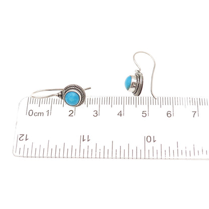 925 Sterling Silver Vintage Real Sleeping Beauty Turquoise Dangle Earrings