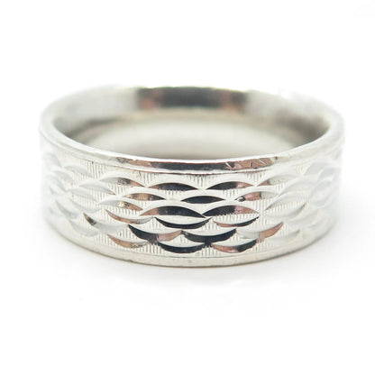 925 Sterling Silver Vintage Etched Band Ring Size 10.75