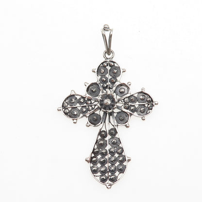 925 Sterling Silver Vintage Cross Oxidized Pendant
