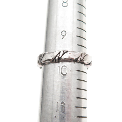 925 Sterling Silver Vintage Modernist Twisted Oxidized Band Ring Size 9.75