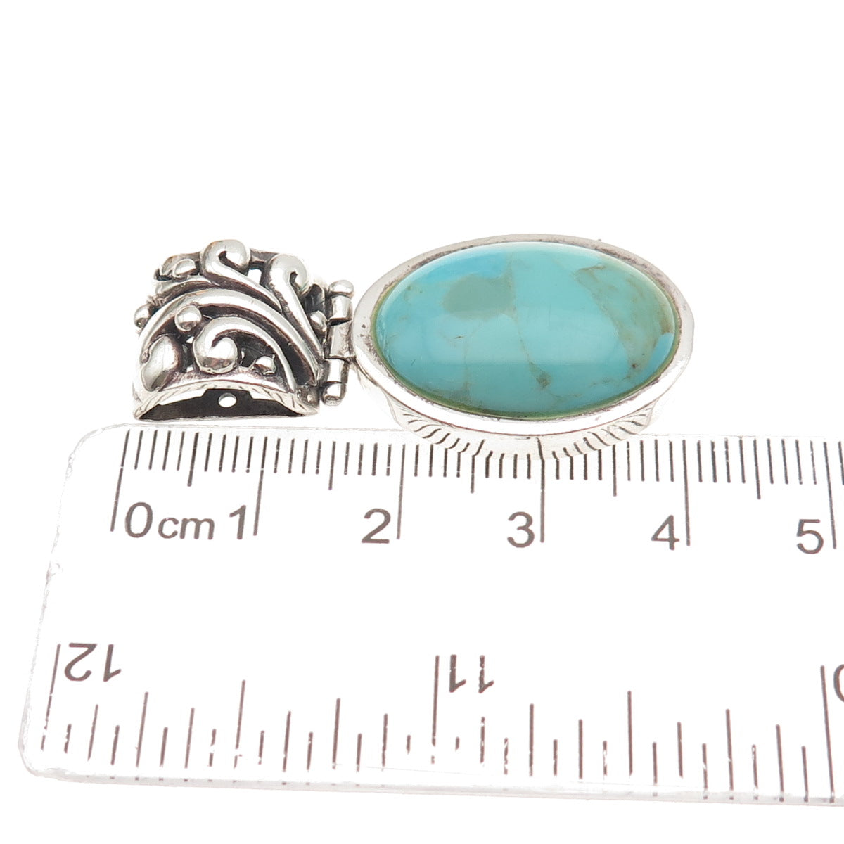 BARSE 925 Sterling Silver Vintage Real Tyrone Turquoise Floral Charm Pendant