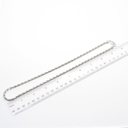 925 Sterling Silver Vintage Italy Twisted Rope Chain Necklace 20"