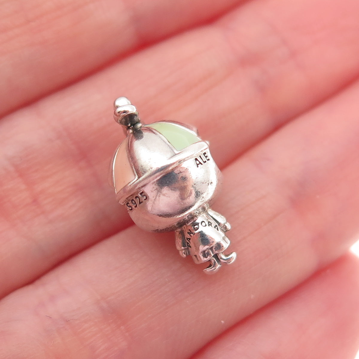 PANDORA 925 Sterling Silver Enamel Propeller Hat Boy Slide Bead Charm