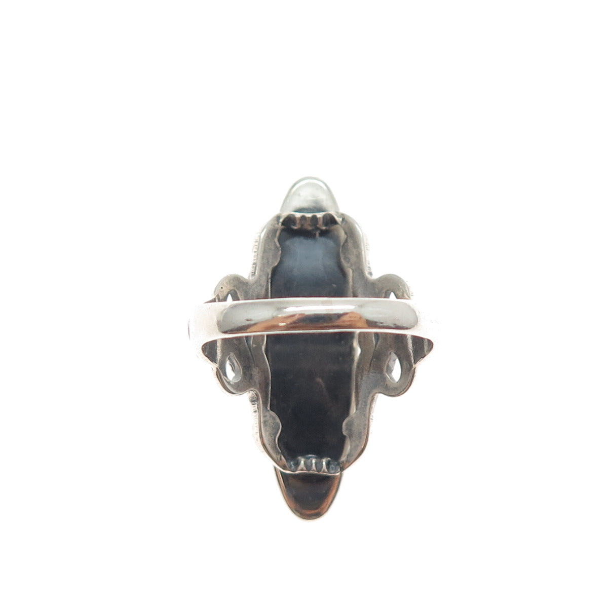 925 Sterling Silver Antique Art Deco Real Serpentine Ornate Ring Size 7