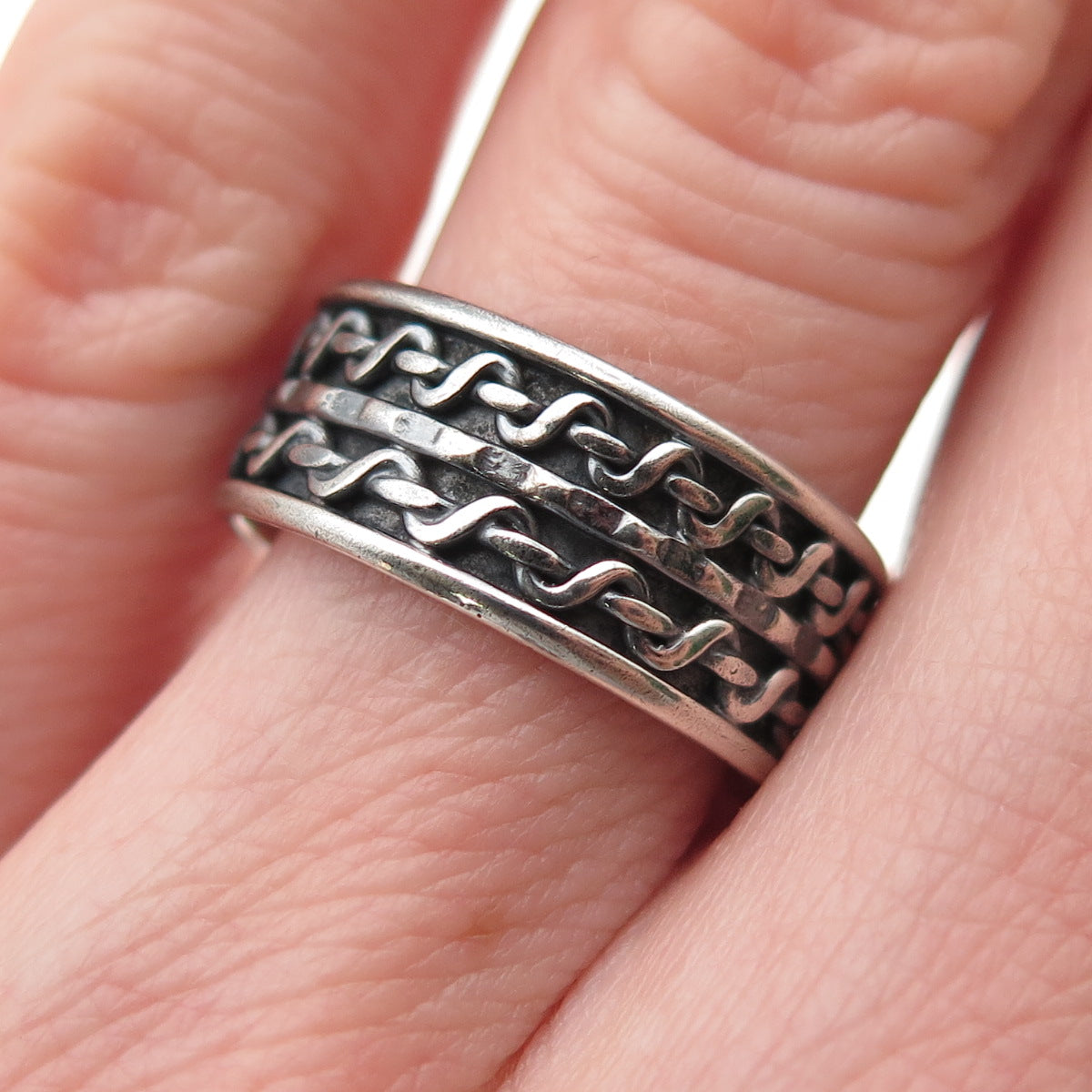 925 Sterling Silver Vintage Wire Oxidized Band Ring Size 6.5