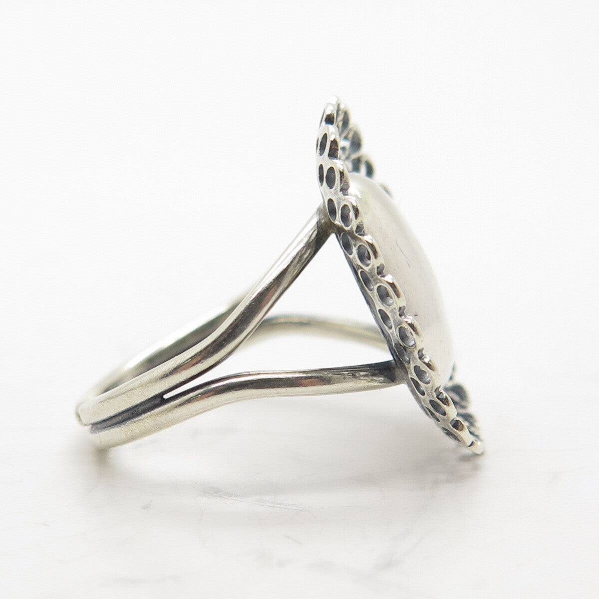 BEAU 925 Sterling Silver Antique Art Deco Filigree Adjustable Ring Size 5.75